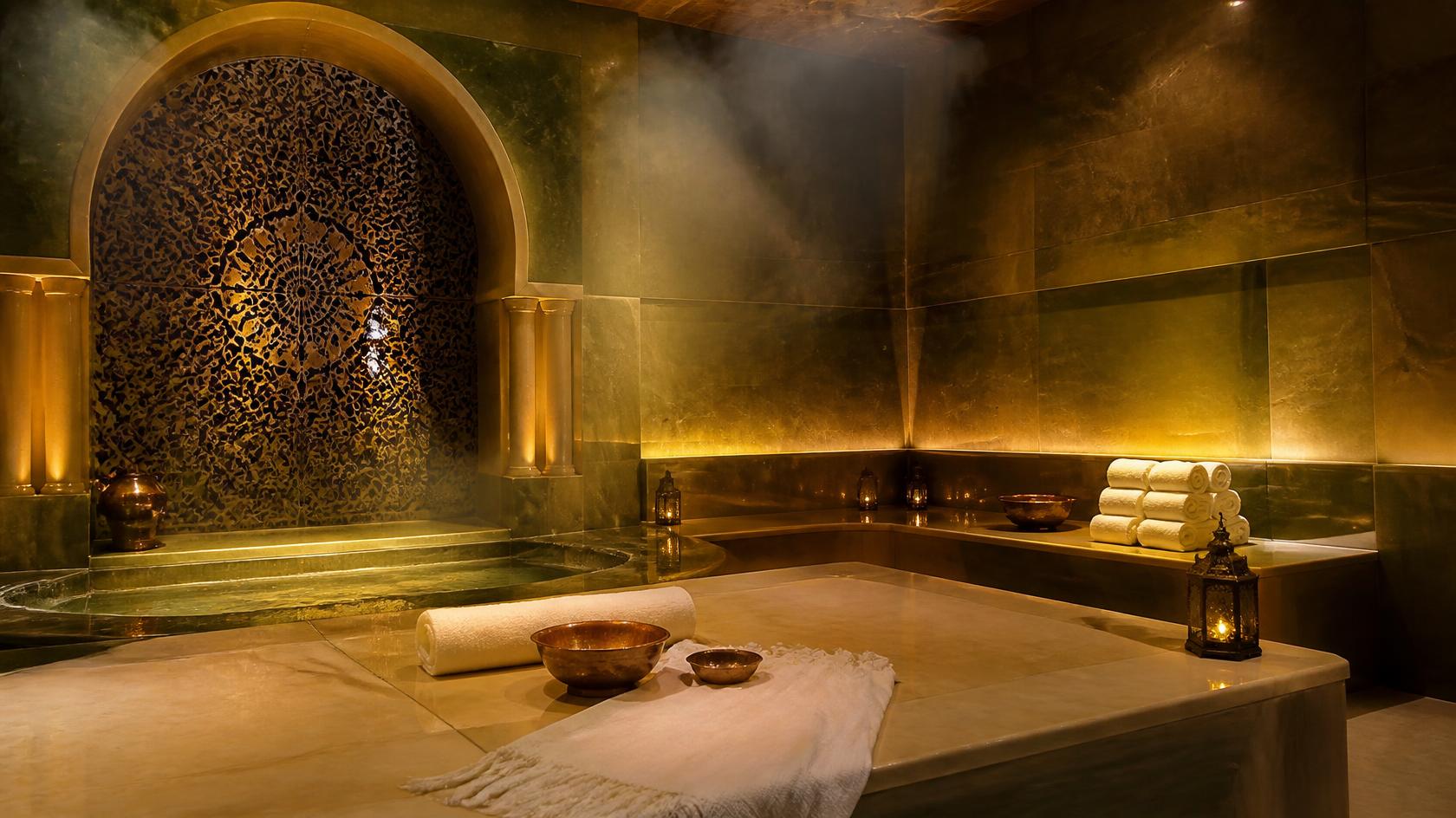 Moroccan bath room with steam